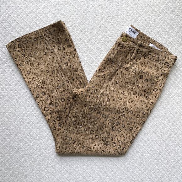 FRAME Le Crop Mini Boot Snake Print Jeans in Vanilla Multi Size 28 - Picture 8 of 14
